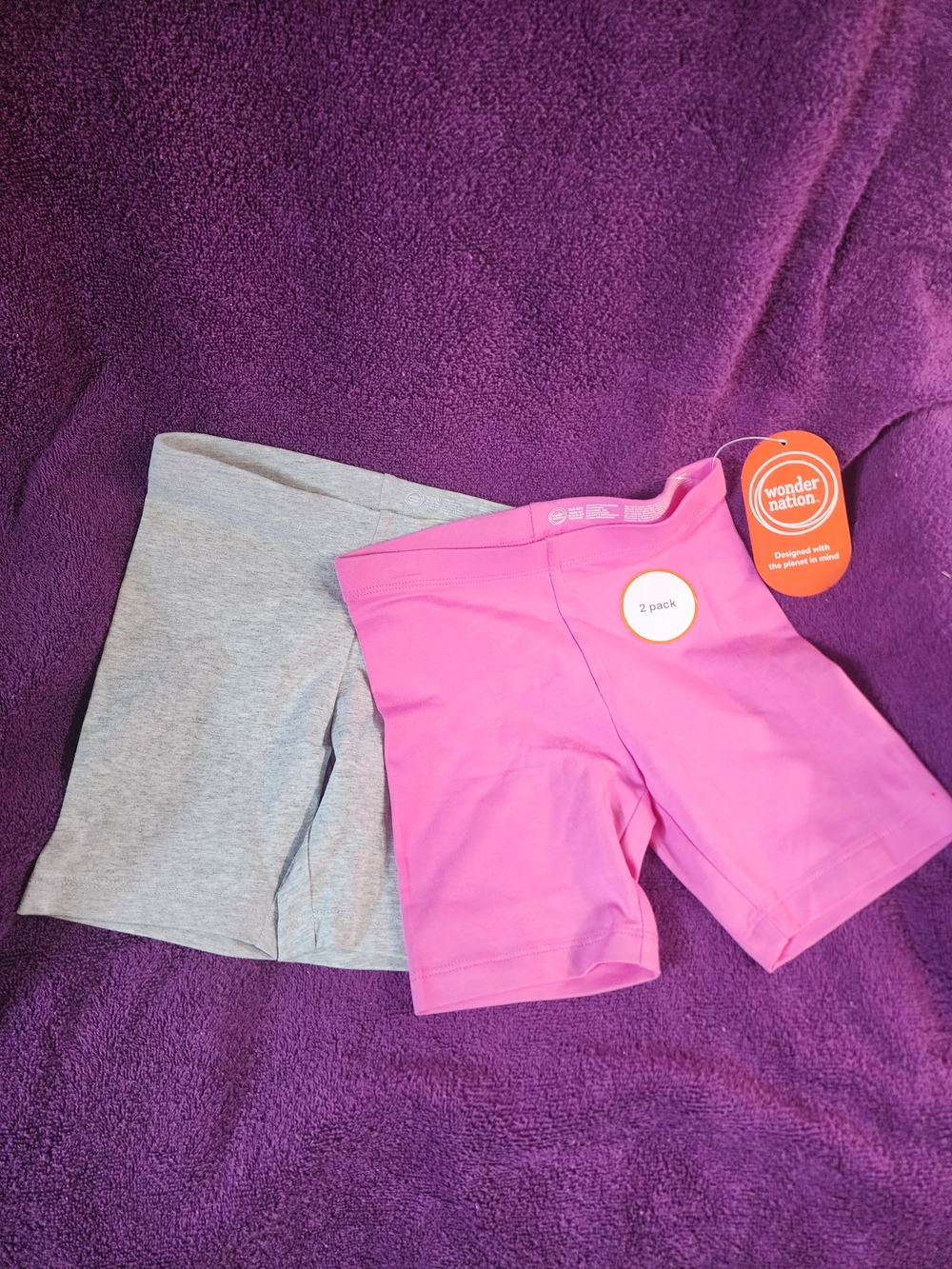 Wonder Nation Girls' Pink & Heather Gray Bike Shorts 2-Pack